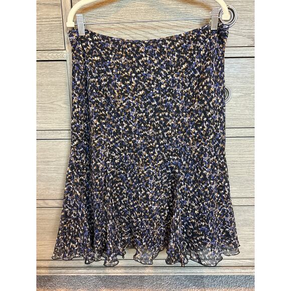 Jones New York Collection | 100% Silk Navy/Black Fluttered Skirt | 14 - Picture 7 of 10